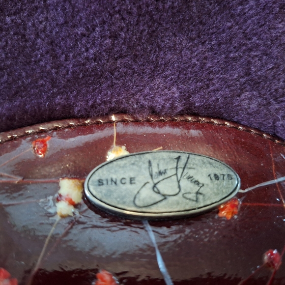 John Fluevog Floral Burgundy Shearling Sling Bag Purse - Picture 4 of 15